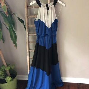 Blue/White/Black Maxi Dress